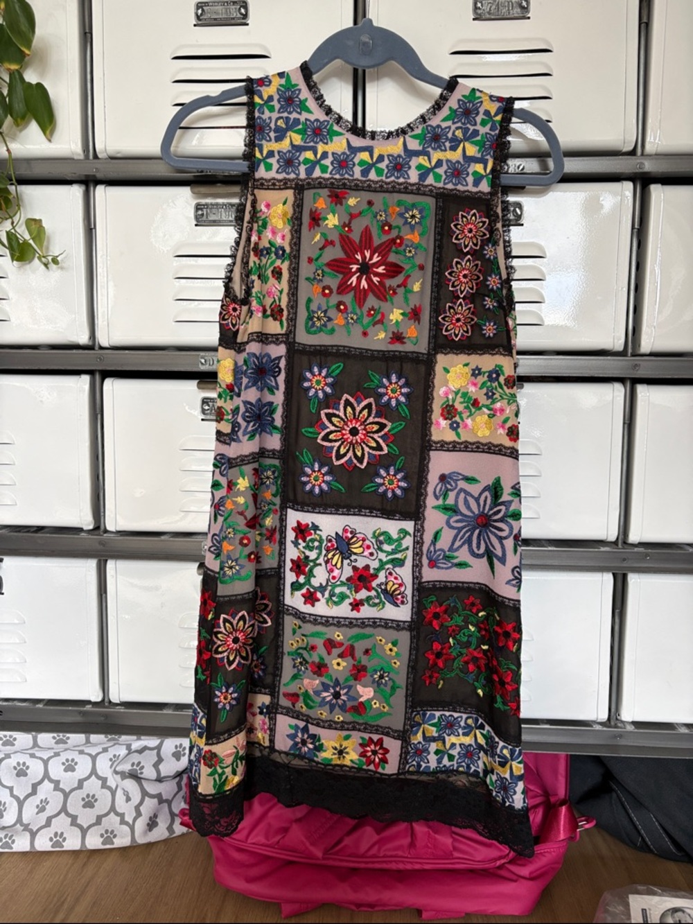 Alice & Olivia Embroidered Patchwork Floral Shift Dress